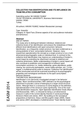 EASM 2014  attachment to provide a sense of belonging to a larger social structure  (team).