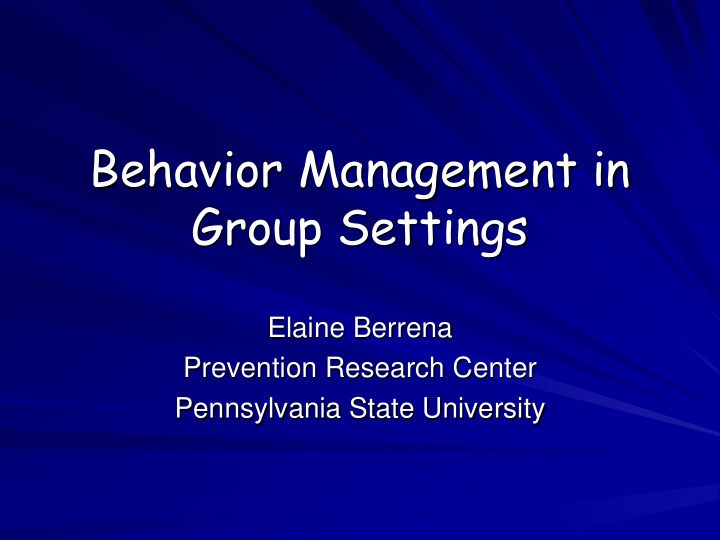 behavior management in group settings