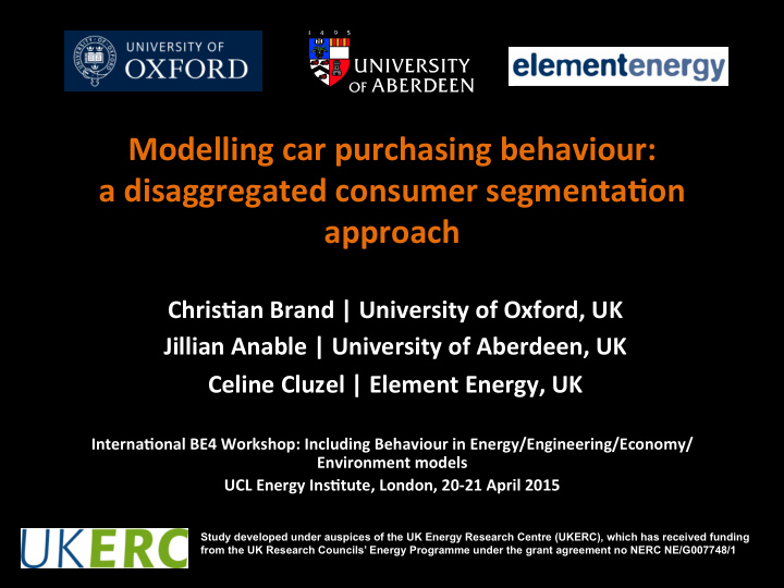 modelling car purchasing behaviour a disaggregated
