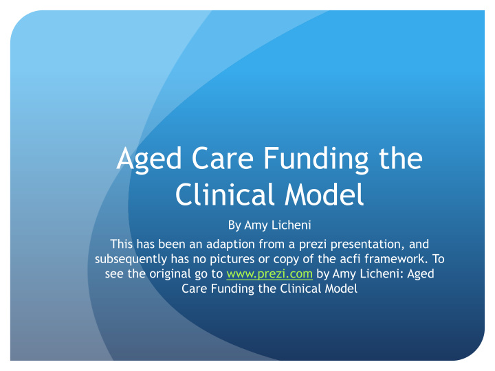 aged care funding the