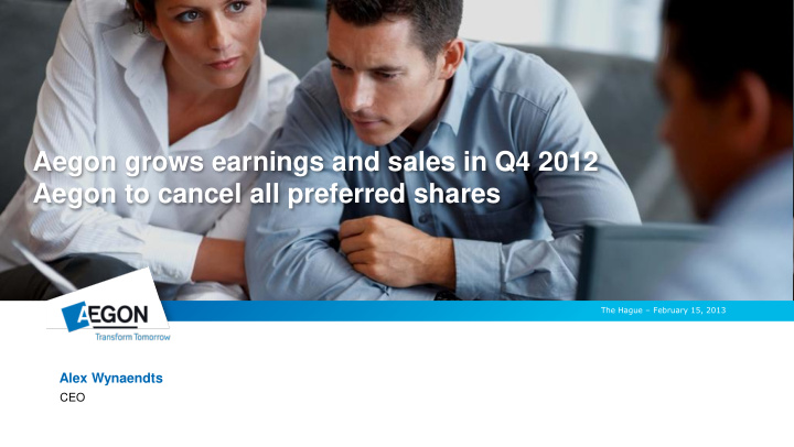 aegon grows earnings and sales in q4 2012