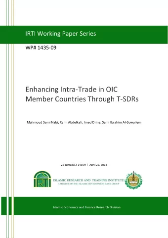IRTI Working Paper Series WP# 1435-09  Enhancing Intra-Trade in OIC  Member Countries Through
