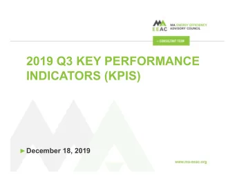 2019 Q3 KEY PERFORMANCE  INDICATORS (KPIS)  December 18, 2019  INTRODUCTION  Presentation