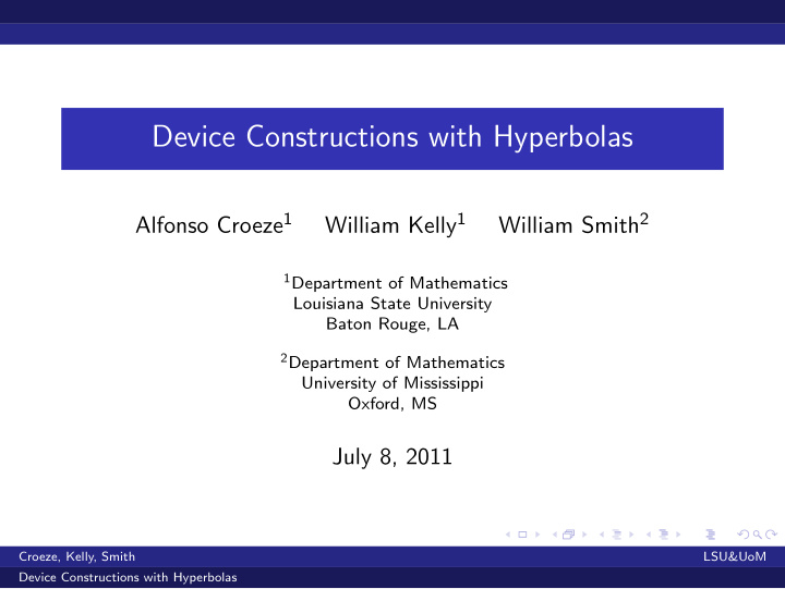 device constructions with hyperbolas