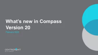 Whats new in Compass  Version 20  February 2020  Whats new in Compass  Version 20  Advice