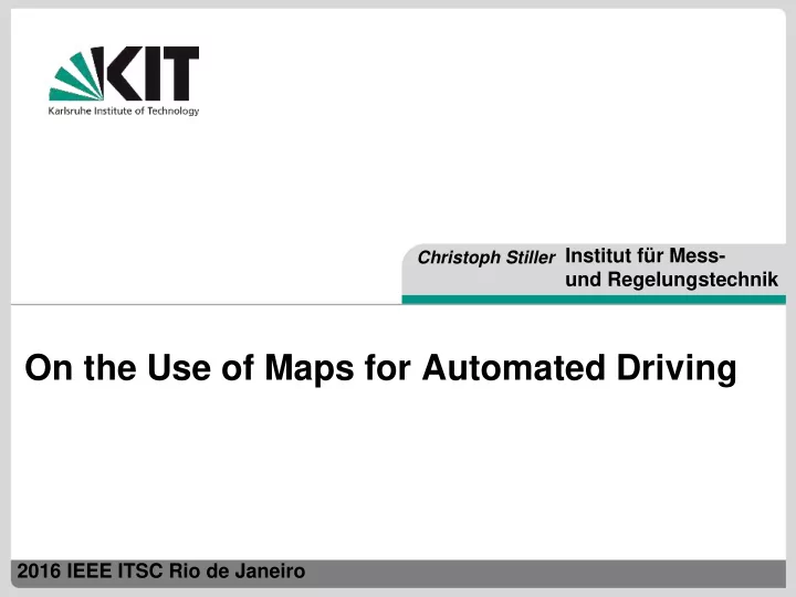 on the use of maps for automated driving
