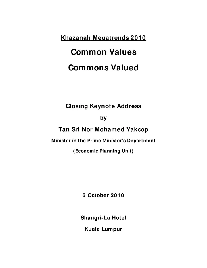 common values commons valued