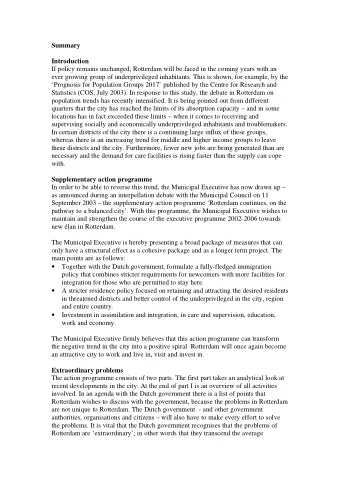 Summary  Introduction  If policy remains unchanged, Rotterdam will be faced in the coming years