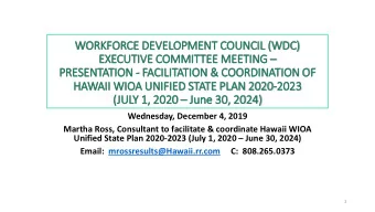 EXECUTIVE COMMITTEE MEETING   PRESENTATION - FACILITATION &amp; COORDINATION OF  HAWAII WIO  IOA