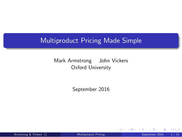 multiproduct pricing made simple