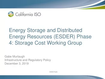 Energy Storage and Distributed  Energy Resources (ESDER) Phase  4: Storage Cost Working Group  Gabe