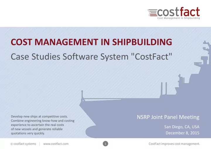 cost management in shipbuilding