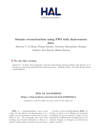 data.  Seismic reconstruction using FWI with dual-sensors  publics ou privs.  recherche franais