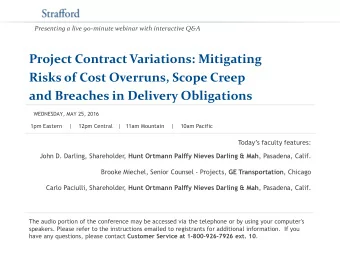 Project Contract Variations: Mitigating  Risks of Cost Overruns, Scope Creep and Breaches in