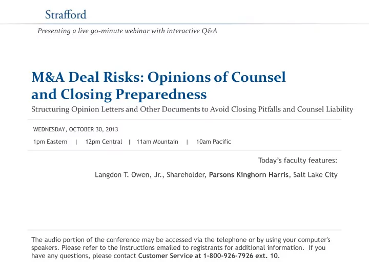 m a deal risks opinions of counsel and closing
