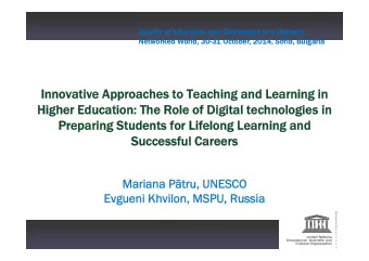 Innovative Approaches to Teaching and Learning in  Innovative Approaches to Teaching and Learning