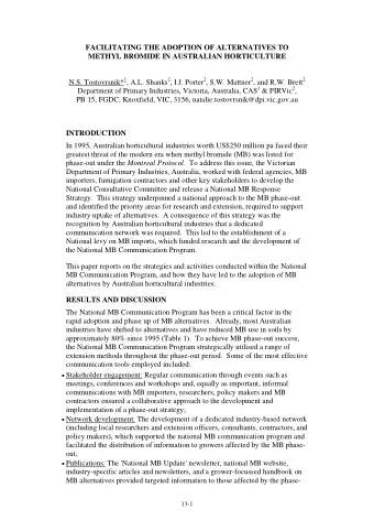 FACILITATING THE ADOPTION OF ALTERNATIVES TO  METHYL BROMIDE IN AUSTRALIAN HORTICULTURE N.S.