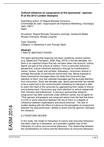 EASM 2014  between the sponsored team, athlete or event and the sponsor motivates  this research.