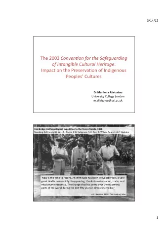 The  2003   Conven&amp;on  for  the  Safeguarding   of  Intangible