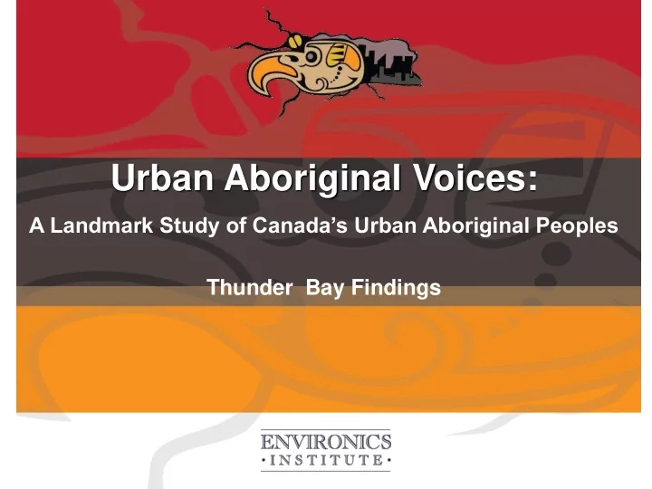 urban aboriginal voices