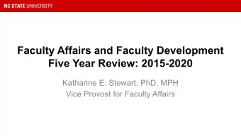 Faculty Affairs and Faculty Development  Five Year Review: 2015-2020  Katharine E. Stewart, PhD,