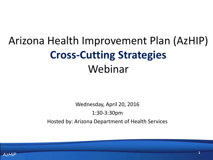 arizona health improvement plan azhip cross cutting