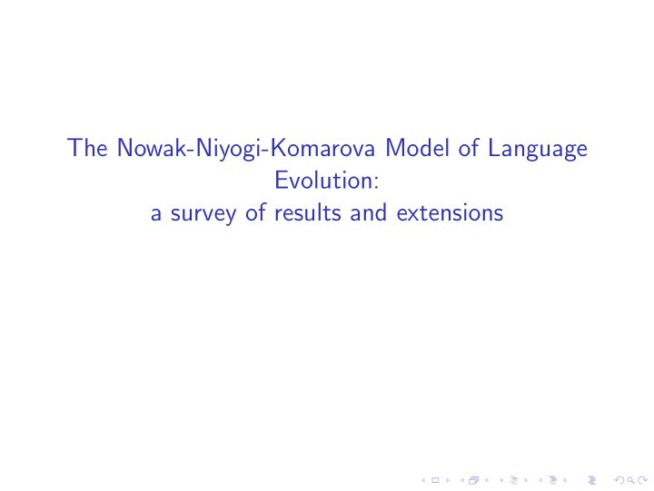 the nowak niyogi komarova model of language evolution a