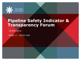 Pipeline Safety Indicator &amp; Transparency Forum  19 MAY 2016  PANEL 4  CATHY HAY