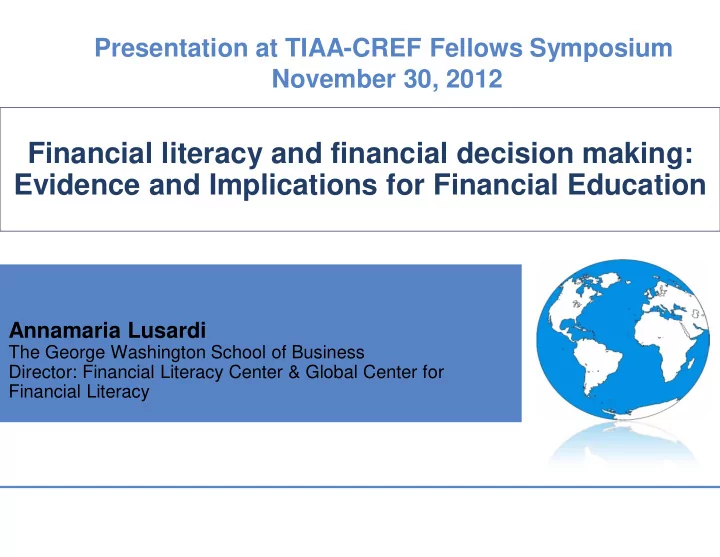 financial literacy and financial decision making evidence