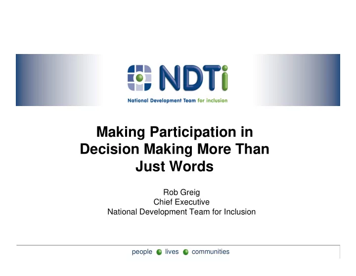 making participation in decision making more than just