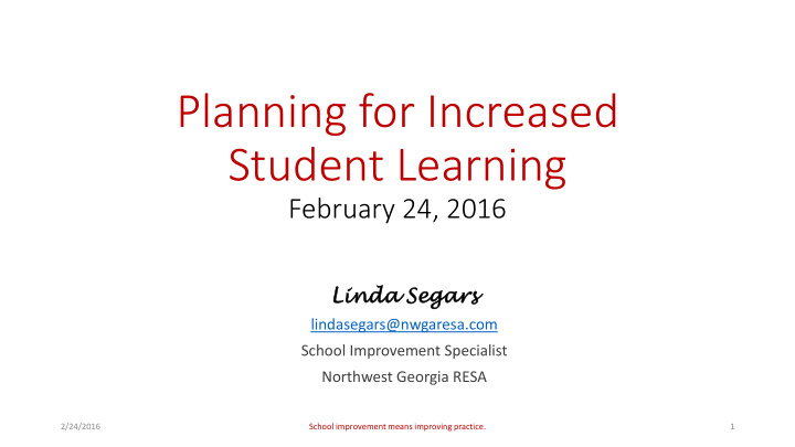 planning for increased student learning
