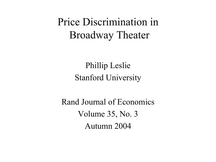 price discrimination in broadway theater