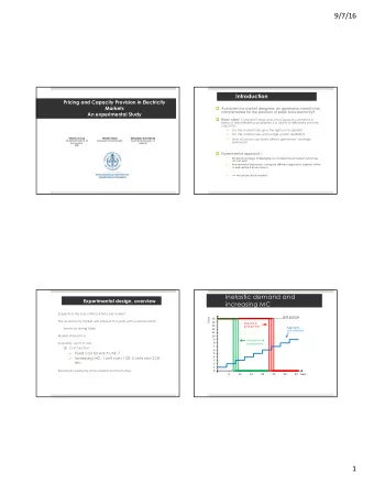 9/7/16  Introduction  Pricing and Capacity Provision in Electricity  Markets  A problem for