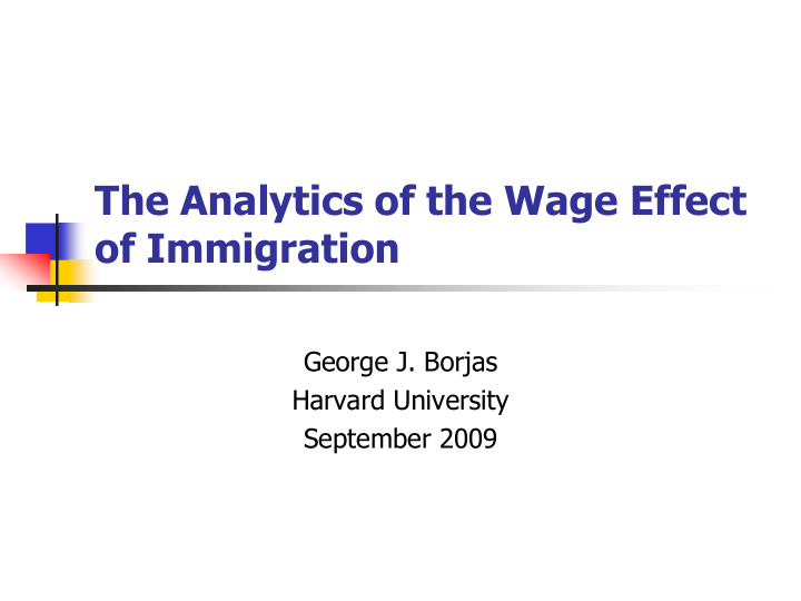the analytics of the wage effect of immigration