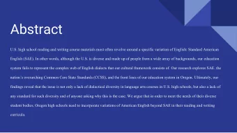 Abstract  U.S. high school reading and writing course materials most often revolve around a