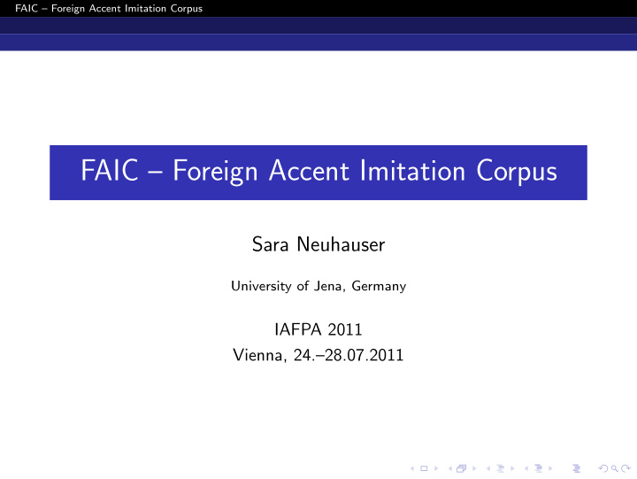 faic foreign accent imitation corpus