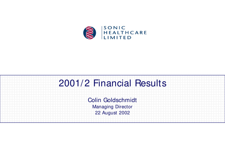 2001 2 financial results