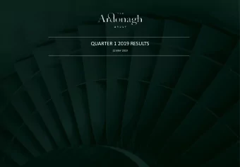QUARTER 1 2019 RESULTS  22 MAY 2019  8 April 2019  Disclaimer This presentation (the