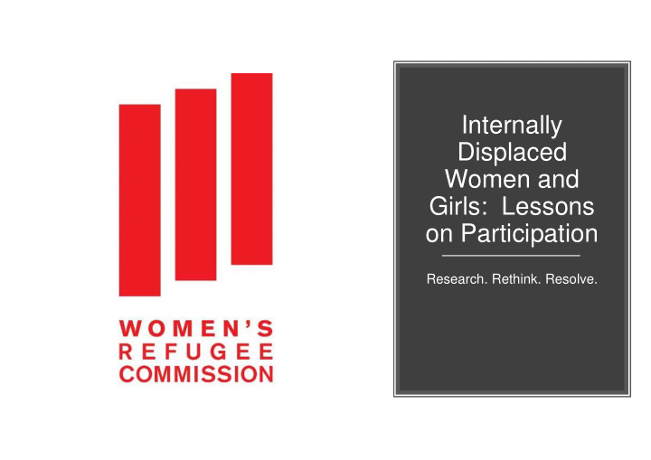 internally displaced women and girls lessons on