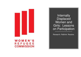 Internally  Displaced  Women and  Girls:  Lessons  on Participation  Research. Rethink. Resolve.