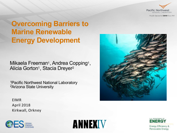 overcoming barriers to marine renewable energy development
