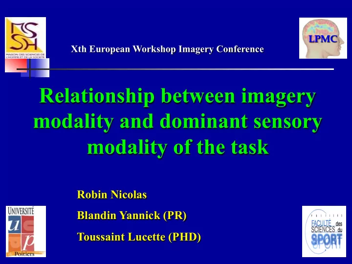 relationship between imagery modality and dominant