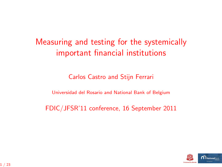 measuring and testing for the systemically important