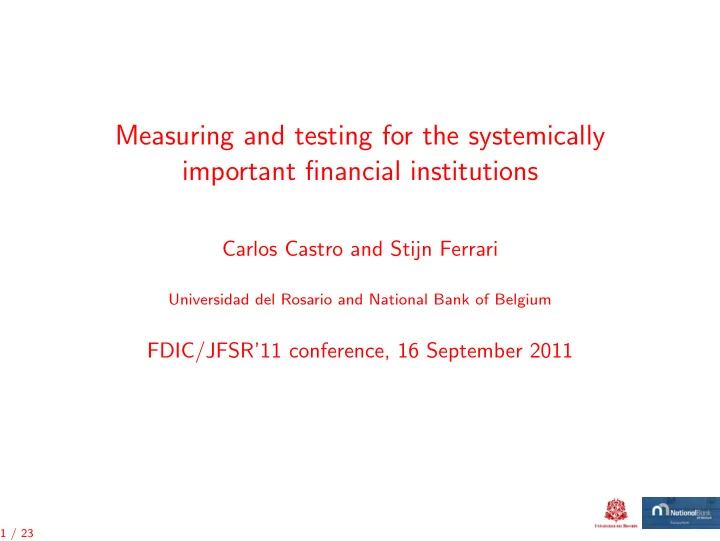 measuring and testing for the systemically important