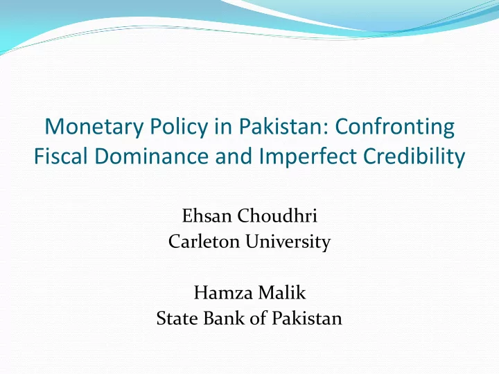 monetary policy in pakistan confronting