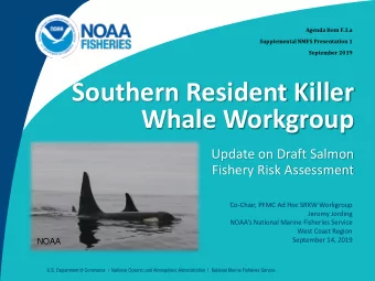 Southern Resident Killer  Whale Workgroup  Update on Draft Salmon  Fishery Risk Assessment