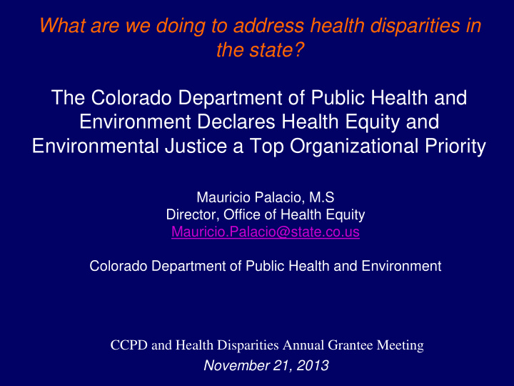 what are we doing to address health disparities in the
