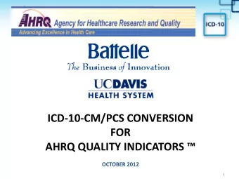 ICD-10-CM/PCS CONVERSION  FOR  AHRQ QUALITY INDICATORS   OCTOBER 2012  1  Objectives  HIPAA