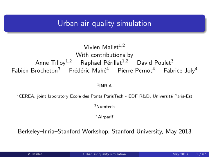 urban air quality simulation
