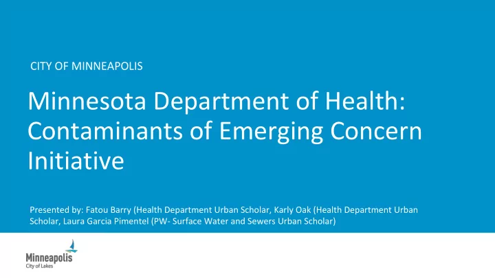 minnesota department of health contaminants of emerging